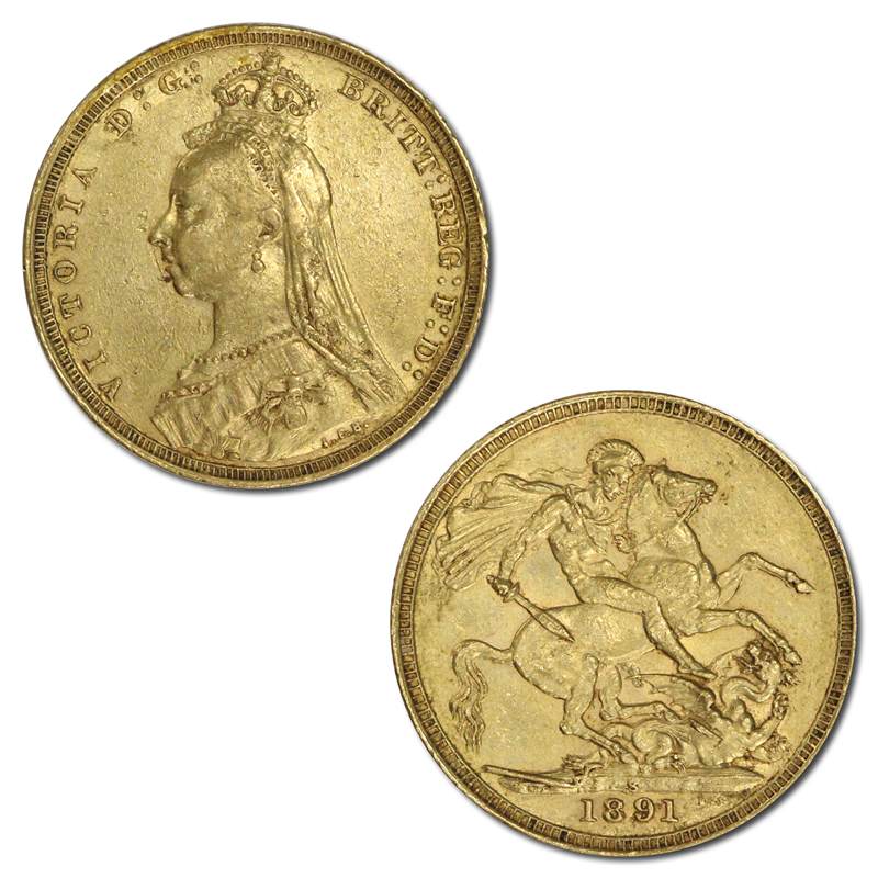 1891 Sydney Victoria Jubilee Head Gold Sovereign VF