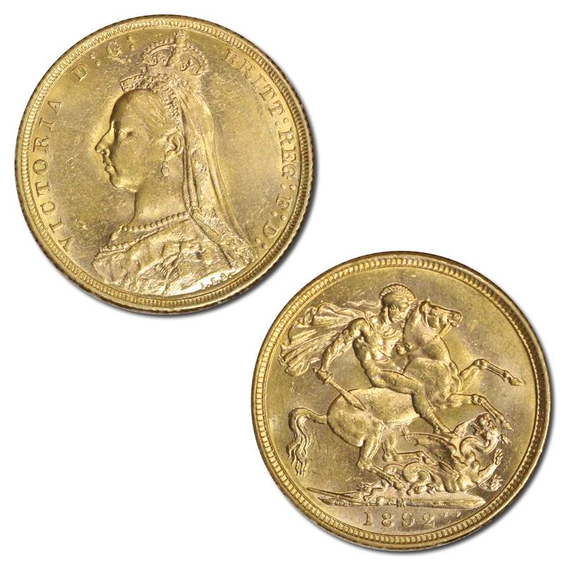 1892 Melbourne Victoria Jubilee Gold Sovereign Lustrous UNC