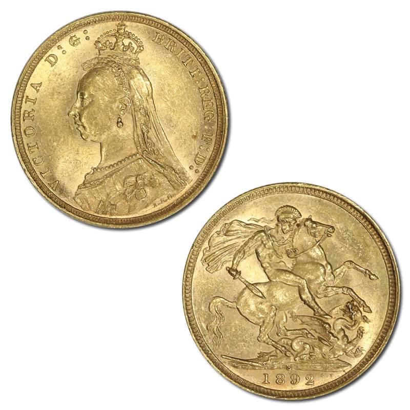 1892 Sydney Victoria Jubilee Head Gold Sovereign Lustrous nUNC
