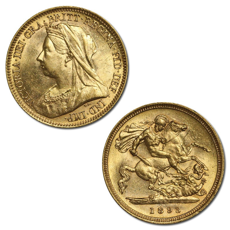 1893 Sydney Victoria Veiled Gold Half Sovereign CHOICE UNC