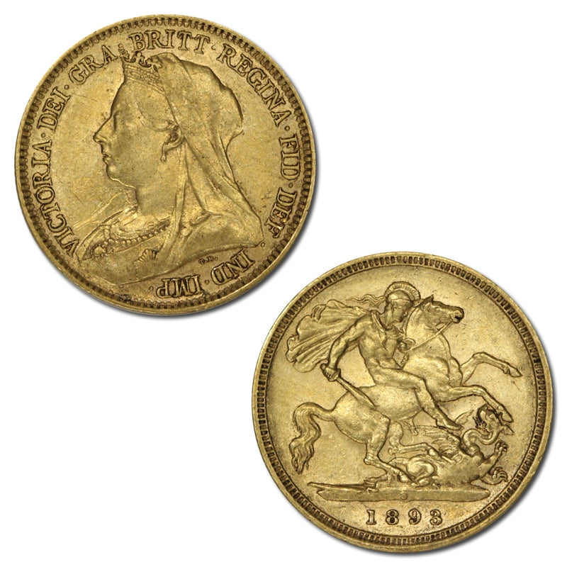 1893 Sydney Veiled Head Gold Half Sovereign VF