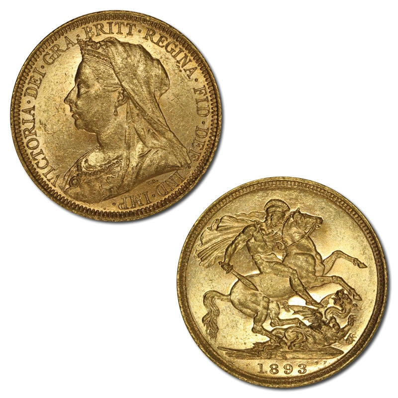 1893 Sydney Veiled Head Gold Sovereign UNC