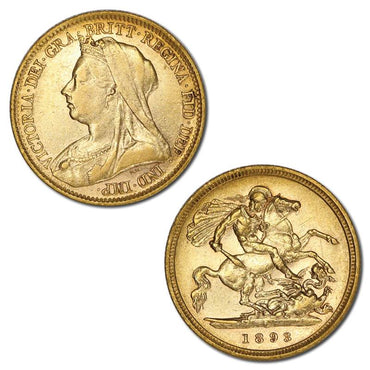 1893 Sydney Victoria Veiled Head Gold Half Sovereign nVF
