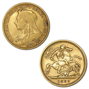 1893 Sydney Victoria Veiled Head Gold Half Sovereign VG/Fine
