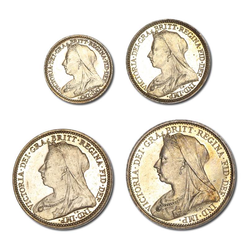 Great Britain 1893 Victoria Veiled Head Maundy Set