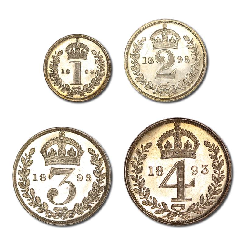 Great Britain 1893 Victoria Veiled Head Maundy Set