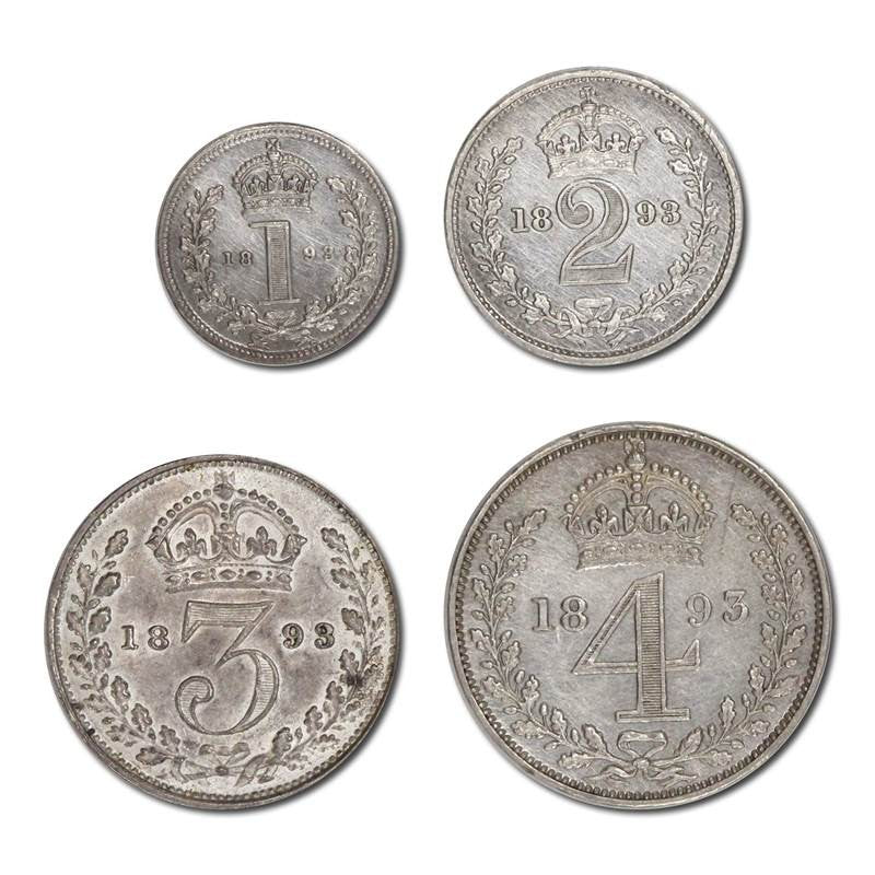 Great Britain 1893 Victoria Veiled Head Maundy Set