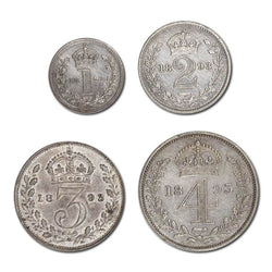 Great Britain 1893 Victoria Veiled Head Maundy Set