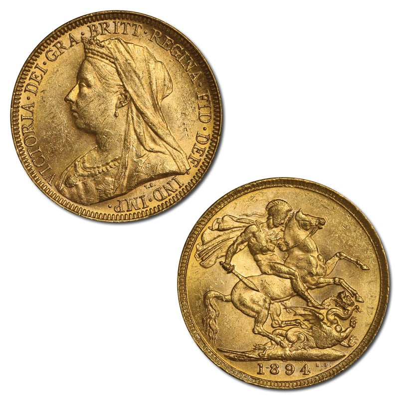 1894 Melbourne Veiled Head Gold Sovereign Lustrous Choice UNC