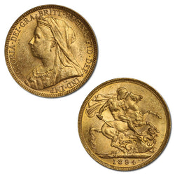 1894 Melbourne Veiled Head Gold Sovereign Lustrous Choice UNC