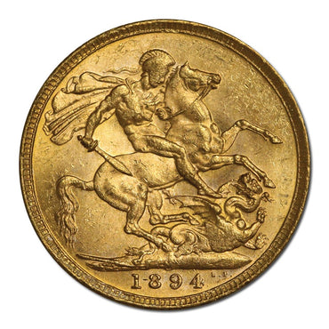 1894 Melbourne Veiled Head Gold Sovereign Lustrous Choice UNC