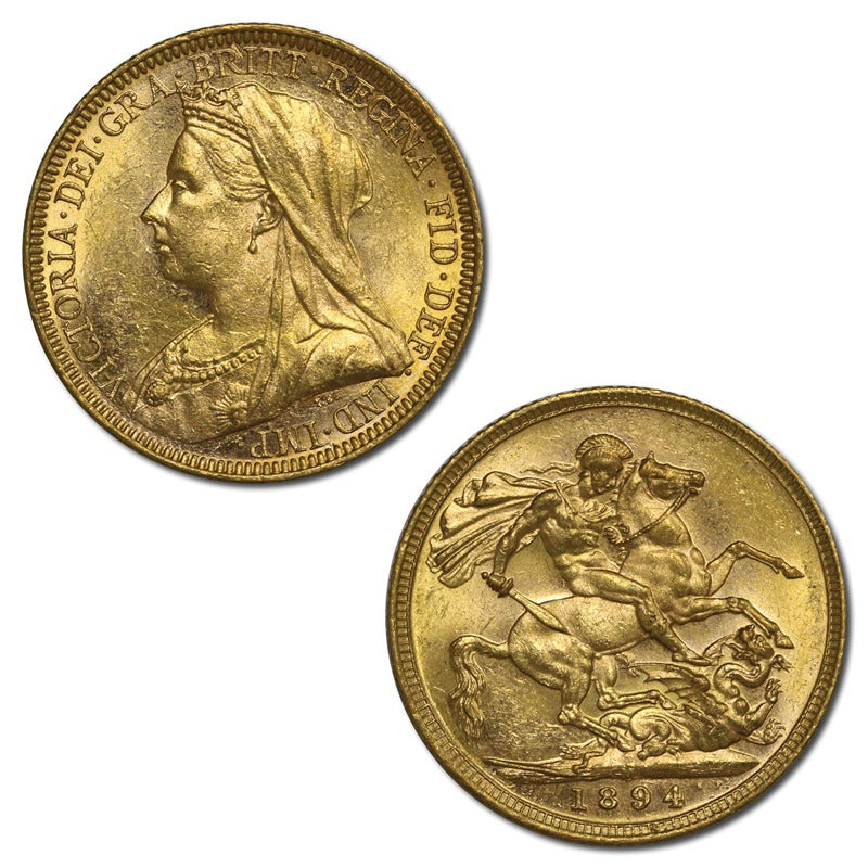 1894 Melbourne Veiled Head Gold Sovereign Lustrous UNC