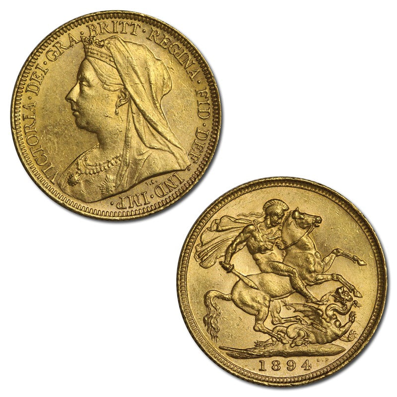 1894 Sydney Victoria Veiled Head Gold Sovereign Lustrous UNC