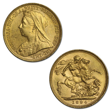 1894 Sydney Victoria Veiled Head Gold Sovereign Lustrous UNC