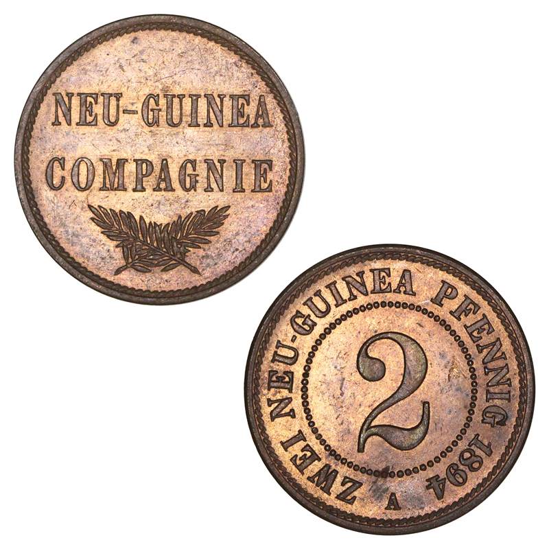 German New Guinea 1894A Bronze 2 Pfennig KM#2