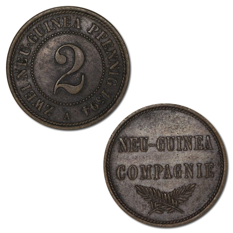 German New Guinea 1894A Bronze 2 Pfennig EF/nEF