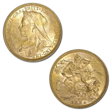1894 Melbourne Veiled Head Gold Sovereign Lustrous UNC