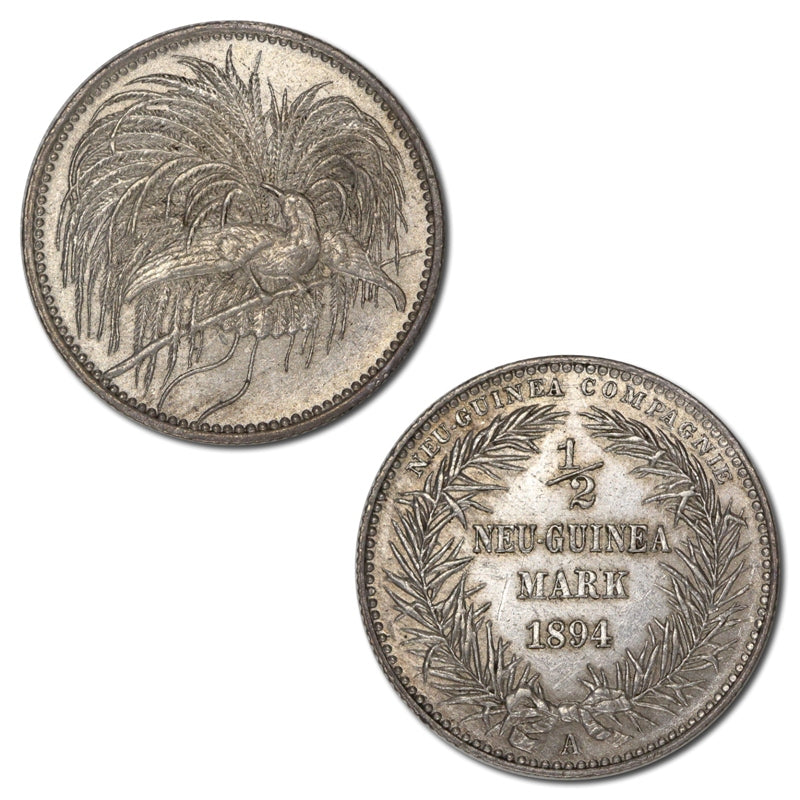 German New Guinea 1894A Silver 1/2 Mark EF+