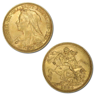 1894 Sydney Victoria Veiled Head Gold Sovereign FINE-VF