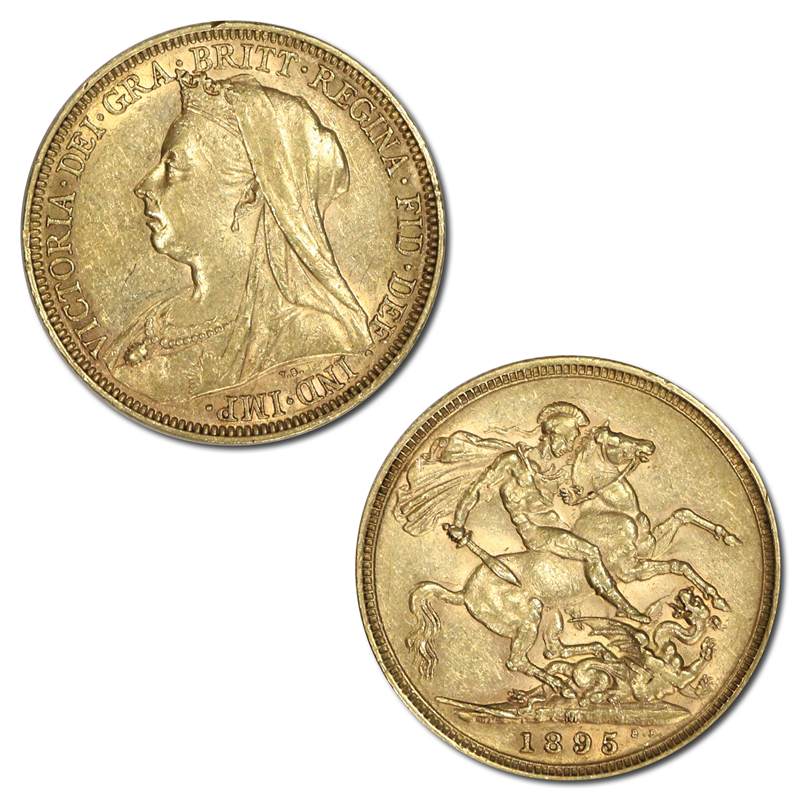 1895 Melbourne Victoria Veiled Head Gold Sovereign nVF