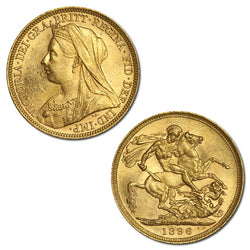 1896 Sydney Victoria Veiled Gold Sovereign Lustrous UNC