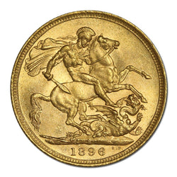 1896 Sydney Victoria Veiled Gold Sovereign Lustrous UNC