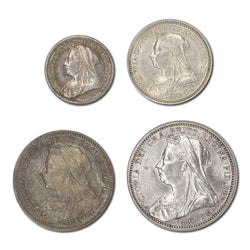 Great Britain 1896 Victoria Veiled Head Maundy Set