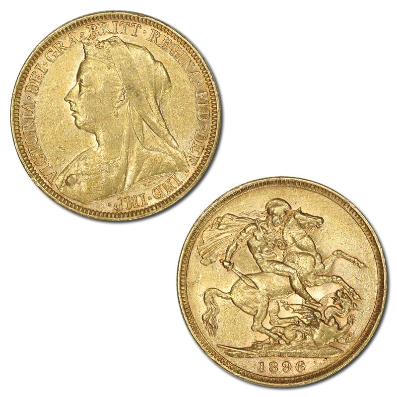 1896 Melbourne Victoria Veiled Head Gold Sovereign Fine-VF