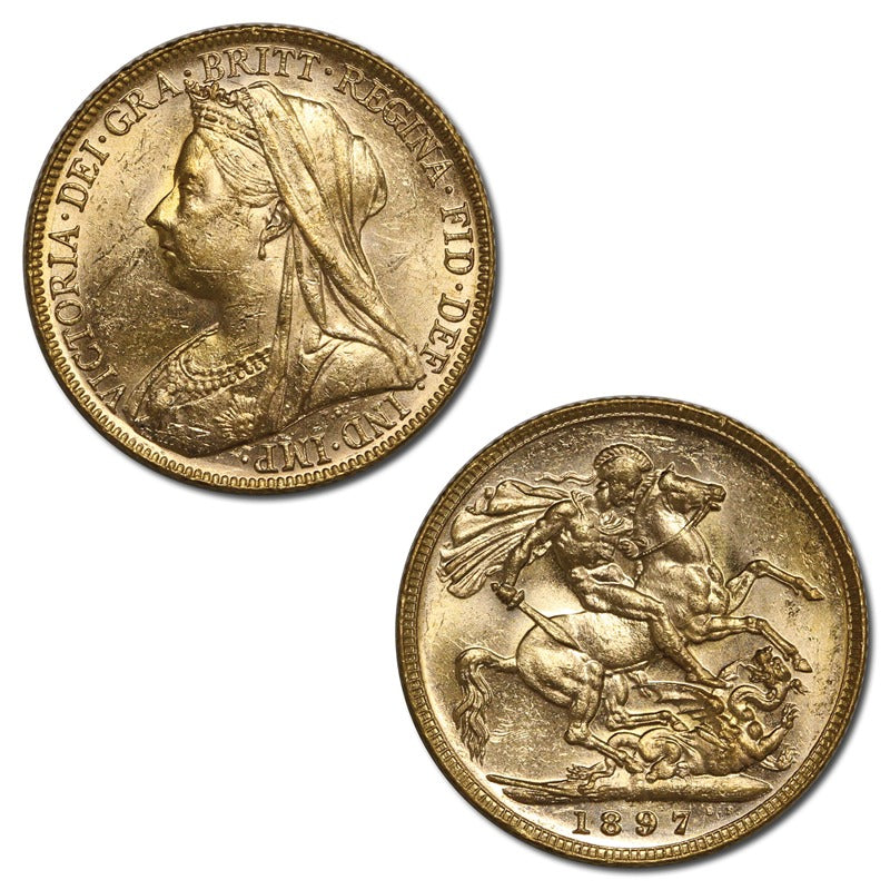 1897 Melbourne Victoria Veiled Head Gold Sovereign Lustrous UNC
