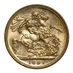 1897 Melbourne Victoria Veiled Head Gold Sovereign Lustrous UNC