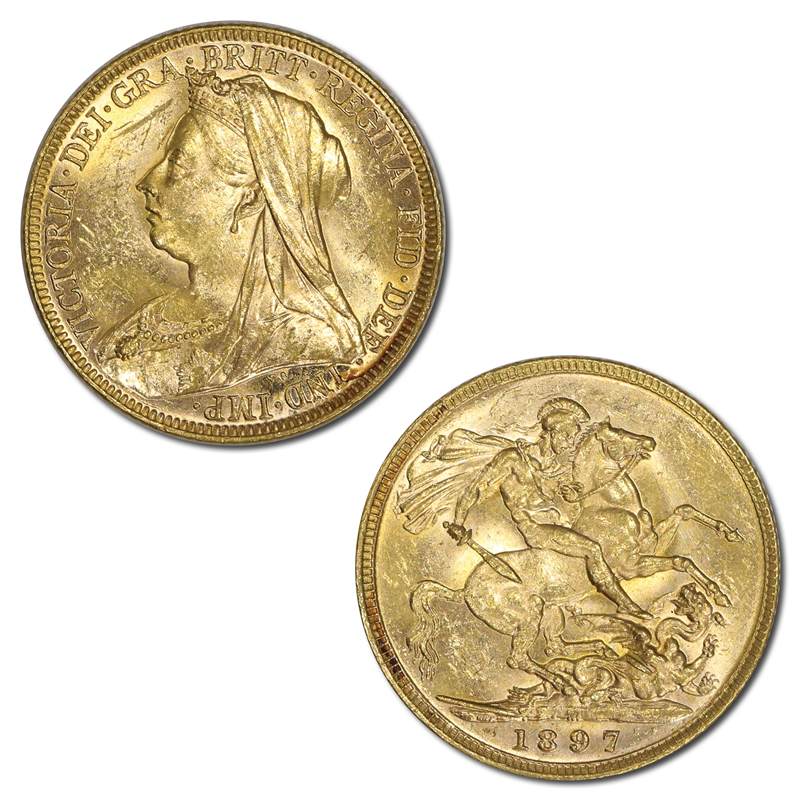 1897 Melbourne Victoria Veiled Head Gold Sovereign Lustrous UNC