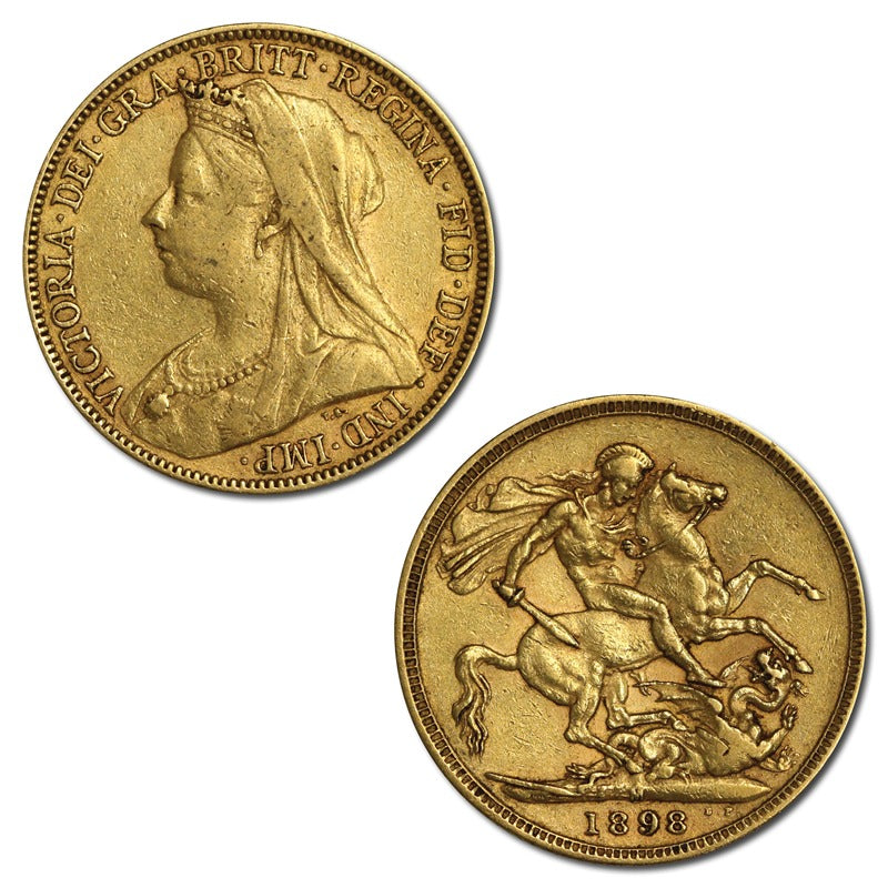 1898 Melbourne Victoria Veiled Head Gold Sovereign Fine