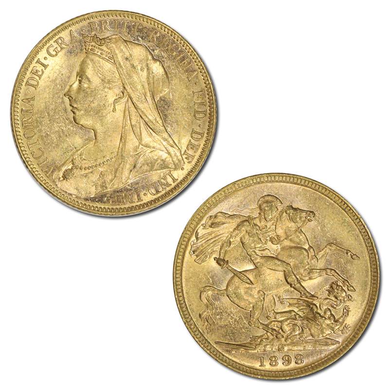 1898 Melbourne Victoria Veiled Gold Sovereign Lustrous UNC