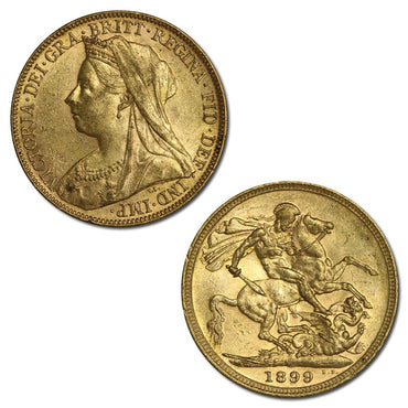 1899 Melbourne Victoria Veiled Head Gold Sovereign EF