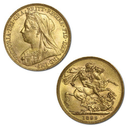 1899 Perth Veiled Head Gold Sovereign Lustrous CHOICE UNC