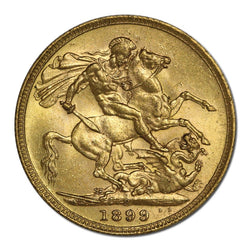 1899 Perth Veiled Head Gold Sovereign Lustrous CHOICE UNC