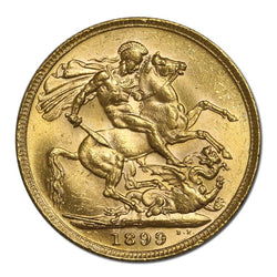 1899 Perth Victoria Veiled Head Gold Sovereign Lustrous UNC
