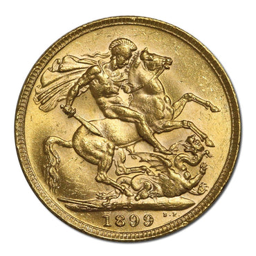 1899 Perth Victoria Veiled Head Gold Sovereign Lustrous UNC