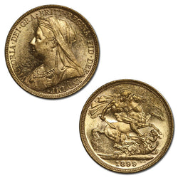 1899 Sydney Victoria Veiled Head Gold Sovereign Lustrous UNC