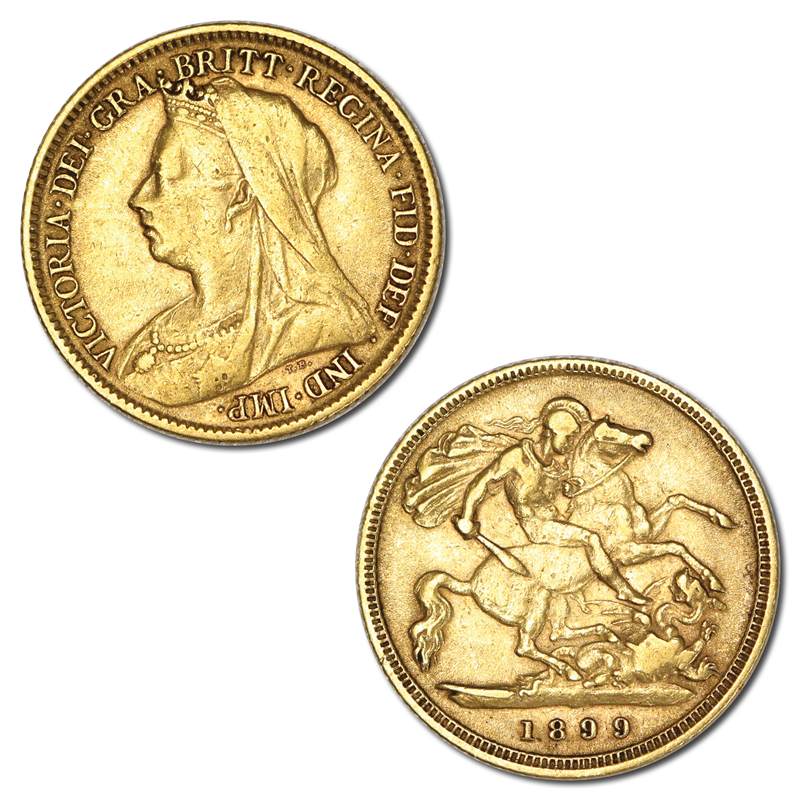 Great Britain 1899 Victoria Veiled Head Gold Half Sovereign
