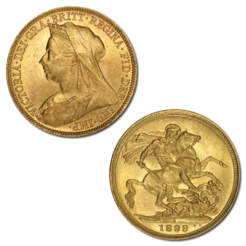 1899 Sydney Veiled Head Gold Sovereign Lustrous UNC