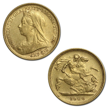 1900 Sydney Victoria Veiled Gold Half Sovereign VF