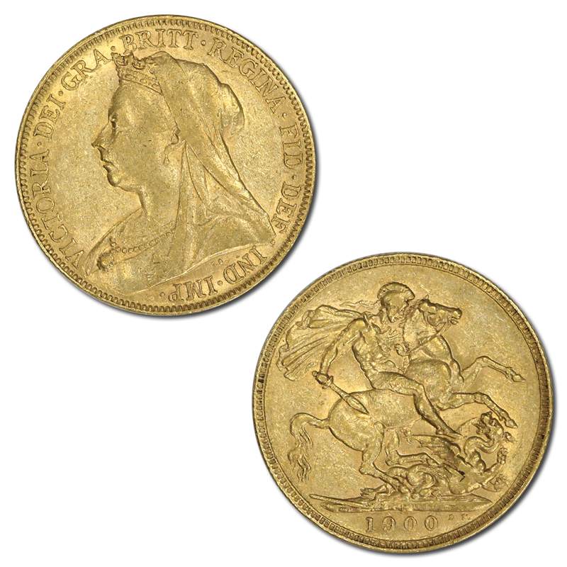 1900 Perth Queen Victoria Veiled Head Gold Sovereign VF