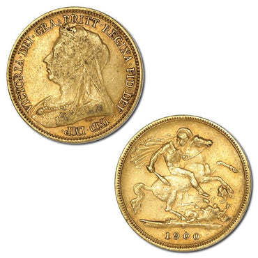 1900 Sydney Victoria Veiled Head Gold Half Sovereign Fine