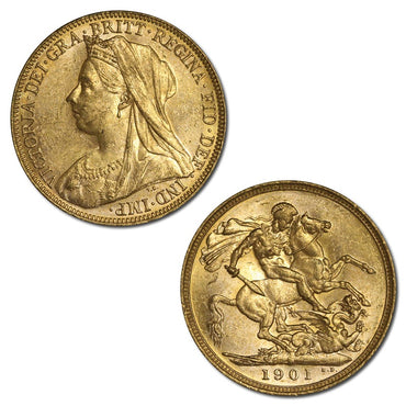 1901 Melbourne Victoria Veiled Head Gold Sovereign EF