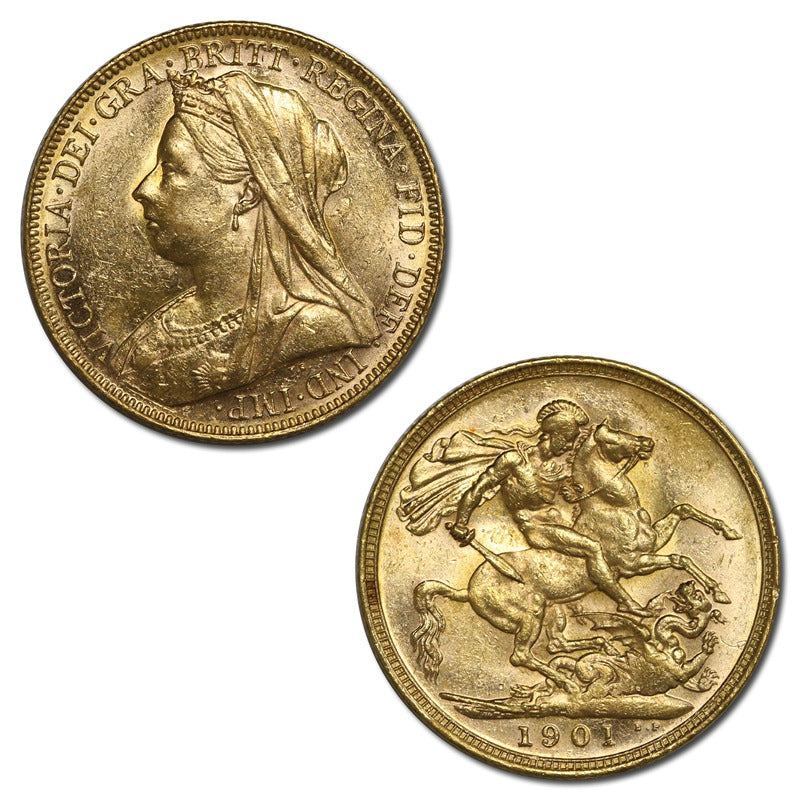 1901 Melbourne Victoria Veiled Head Gold Sovereign nUNC