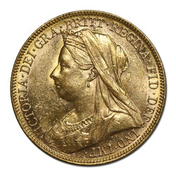 1901 Melbourne Victoria Veiled Head Gold Sovereign nUNC