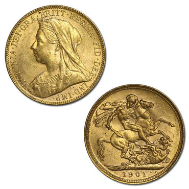 1901 Perth Victoria Veiled Head Gold Sovereign Lustrous nUNC