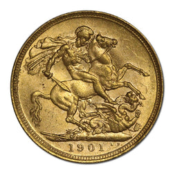 1901 Perth Victoria Veiled Head Gold Sovereign Lustrous nUNC