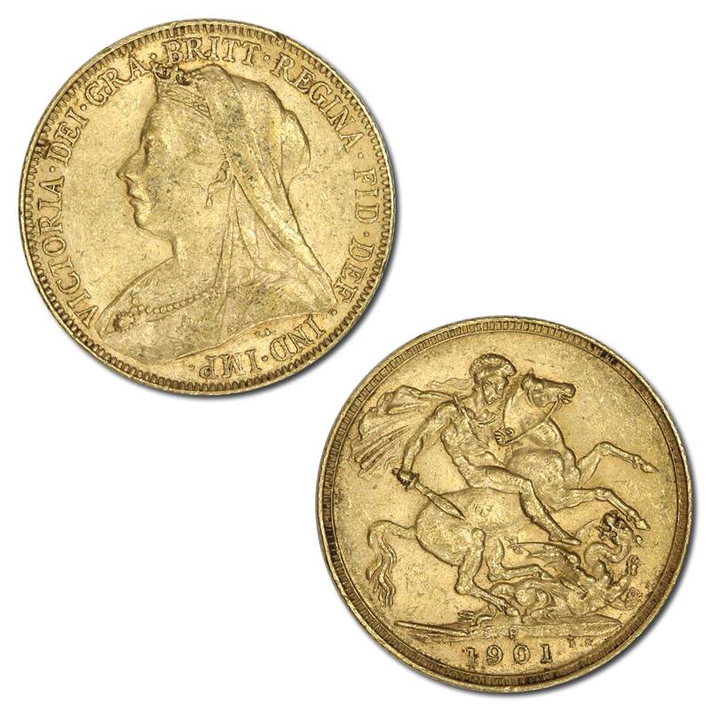 1901 Perth Victoria Veiled Head Gold Sovereign VF